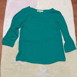 LOFT Green Pleated Shirt S
